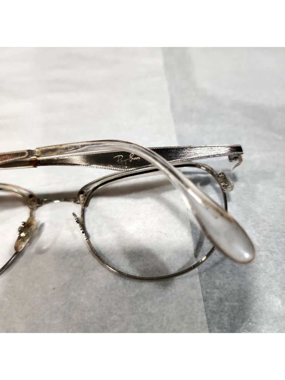 Ray Ban RB6396 2936 No Nose Pad Clear Silver Metal Round Eyeglasses 53-19 145